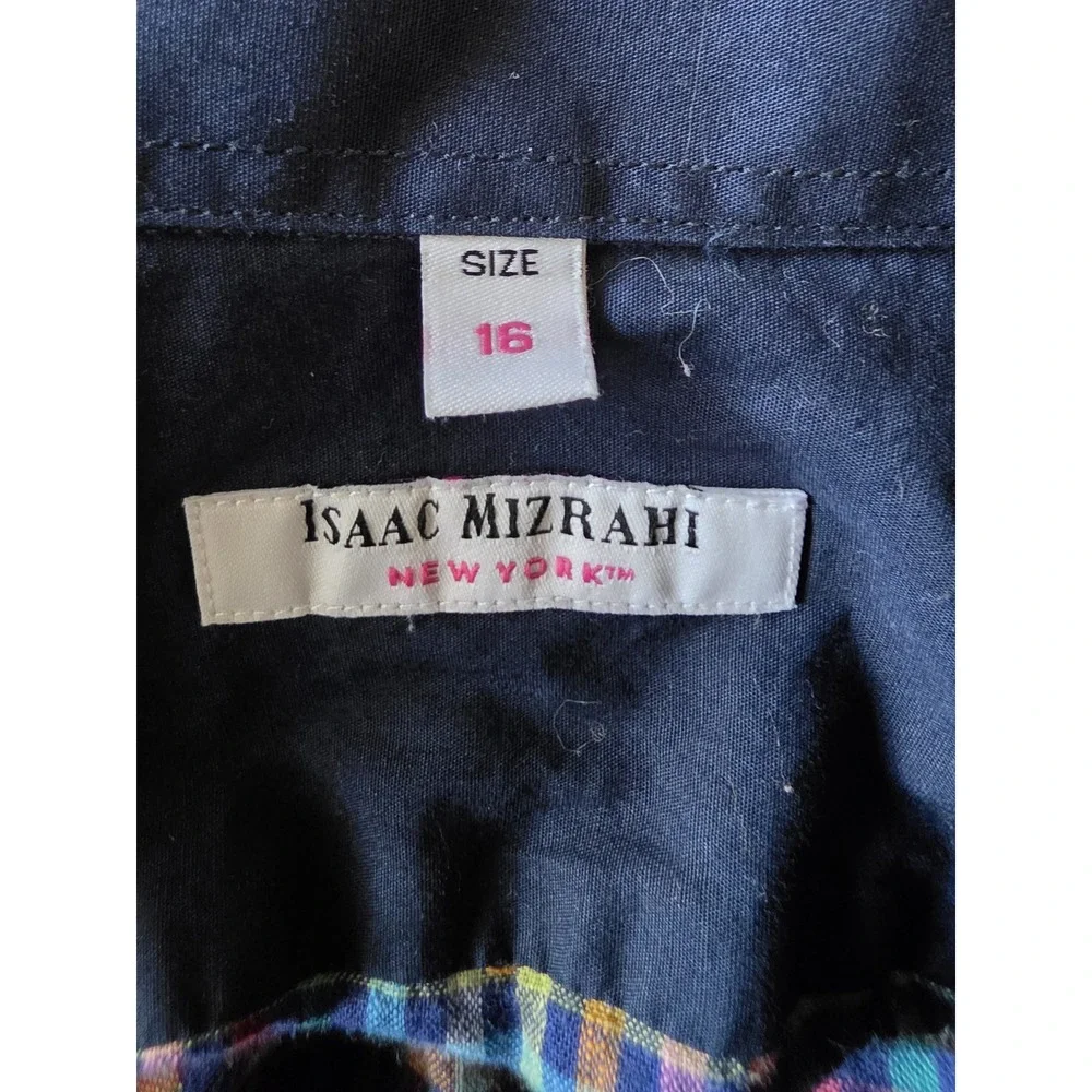 Isaac Mizrahi Button-Down Shirt 16 Boys Plaid Multicolor Cotton Long Sleeve Top